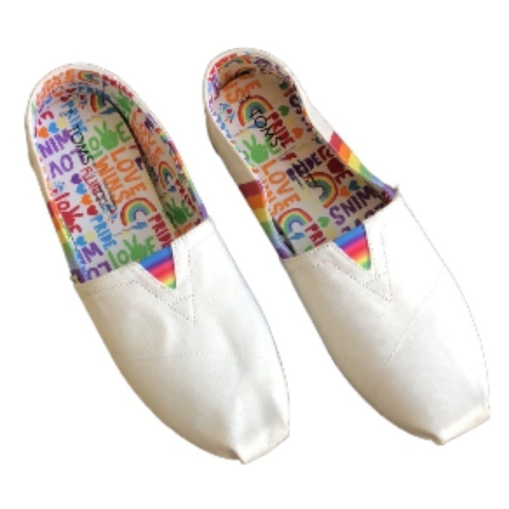 Tom's Pride Rainbow Canvas Slip-On Shoes Flats